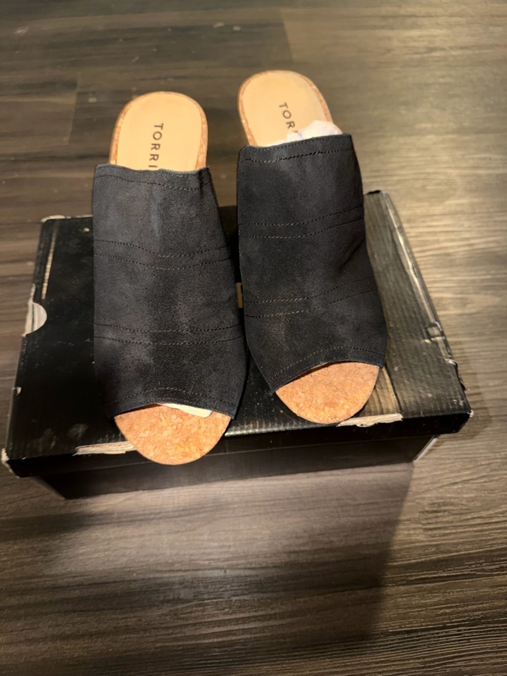 torrid Black Suede Open-Toe Slide Mules